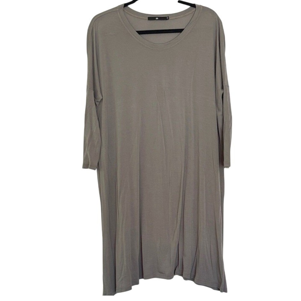 Jarbo Tunic Top Dress Taupe Grey Womens One Size Long‎ Sleeve Relaxed Minimalist